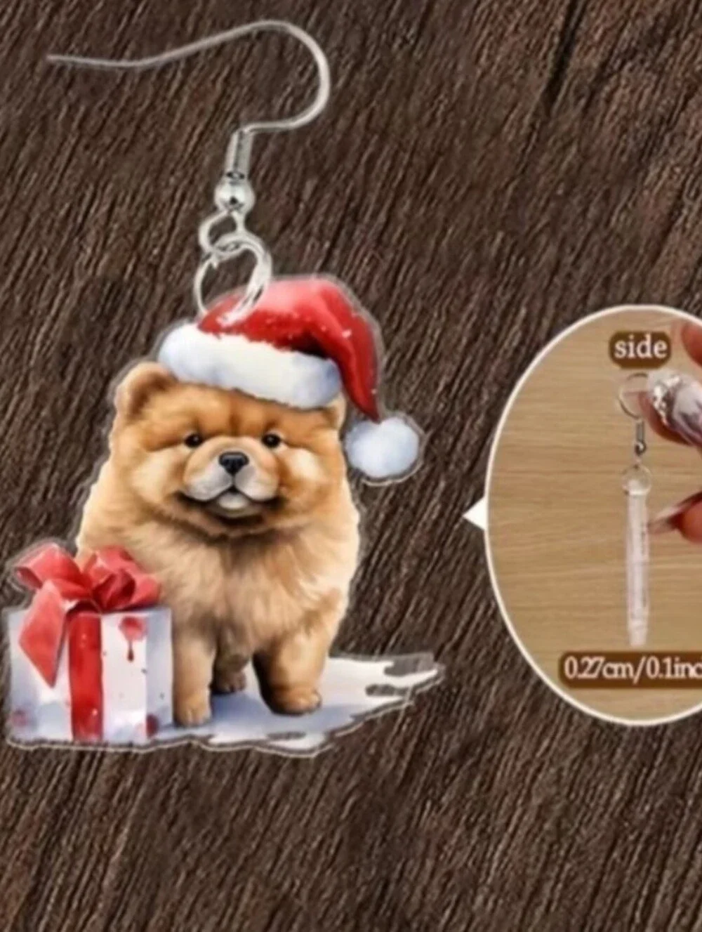 Festive Red Santa Hat Puppy Drop Earrings For Adults And Kids